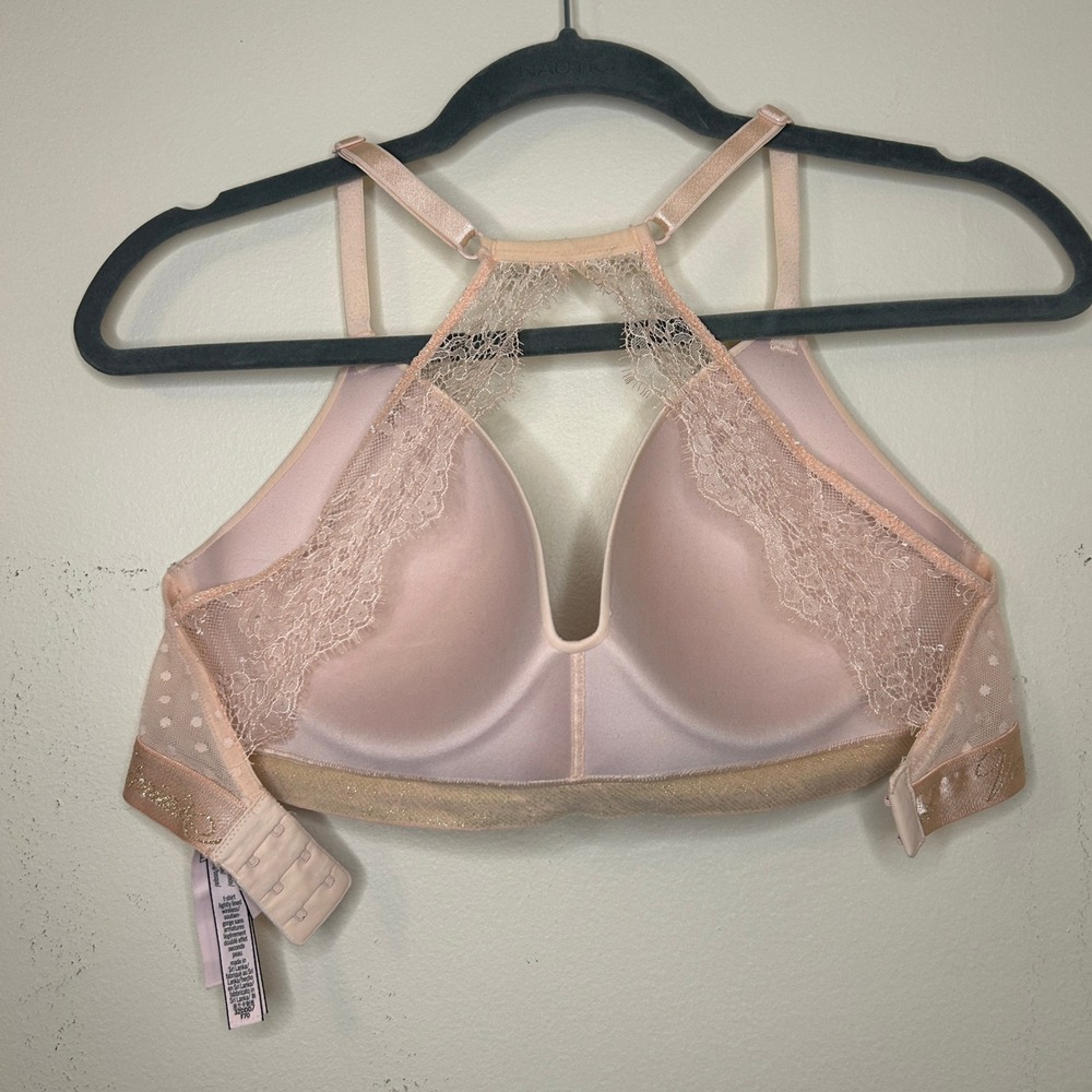 Victoria's Secret Pink T-Shirt Lightly Lined Wireless Lace Bra 32DDD Pink - Picture 2 of 10